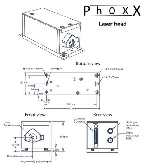 Abmessungen der PhoxX Laserköpfe Abmessungen der PhoxX Laserköpfe