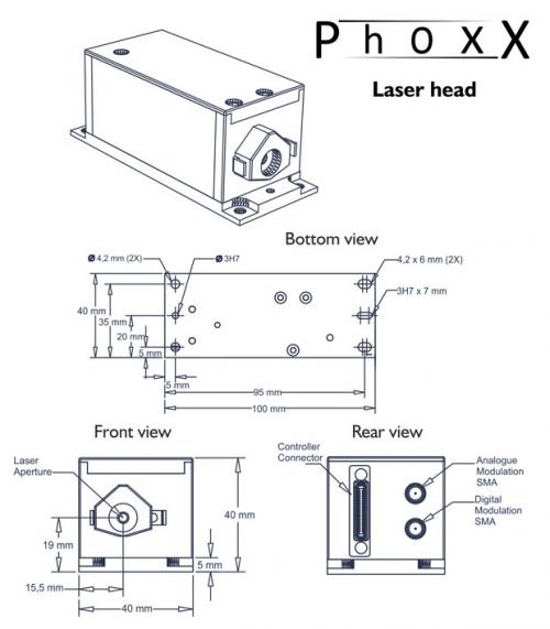 Abmessungen der PhoxX Laserköpfe